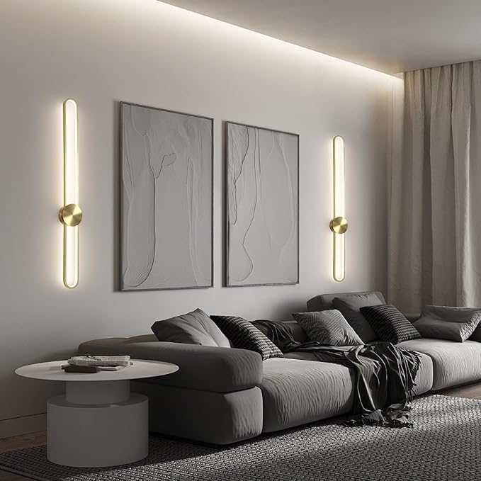 JAYMP Modern Wall Sconce Dimmable LED Wall Light Fixture, Hardwired Wall Lamp for Living Room, Dining Room, Bedroom, Hallway, Lobby, Entryway (Brushed Black, H90cm/35.4inch)