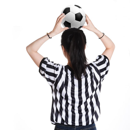 obmwang Referee Shirt for Womens and Mens, Black and White Stripe Umpire Jersey V Neck Ref Uniform for Football Halloween