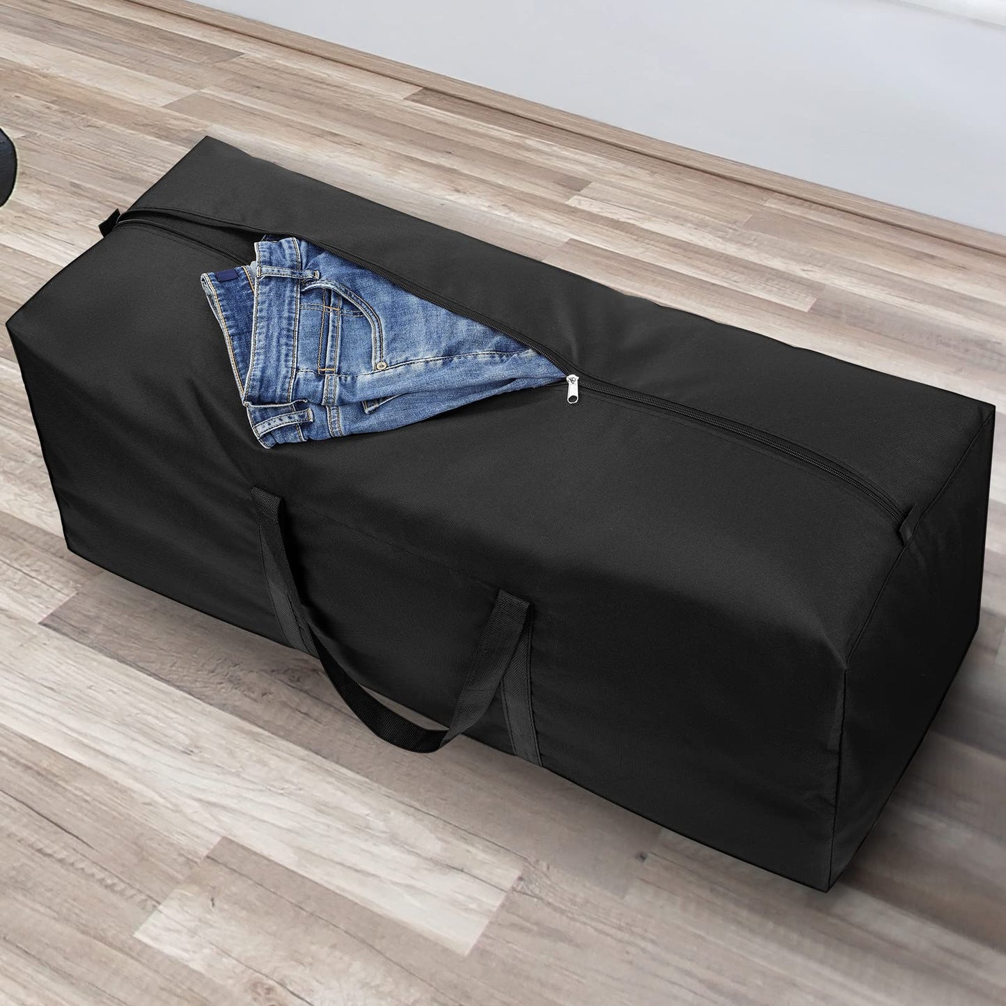 3 Pack 100L Capacity Travel Duffle Bag, Large Holdall Folding Heavy Duty 600D Oxford Fabric Long Storage Luggage Bags with Zips for Moving Camping (Black)