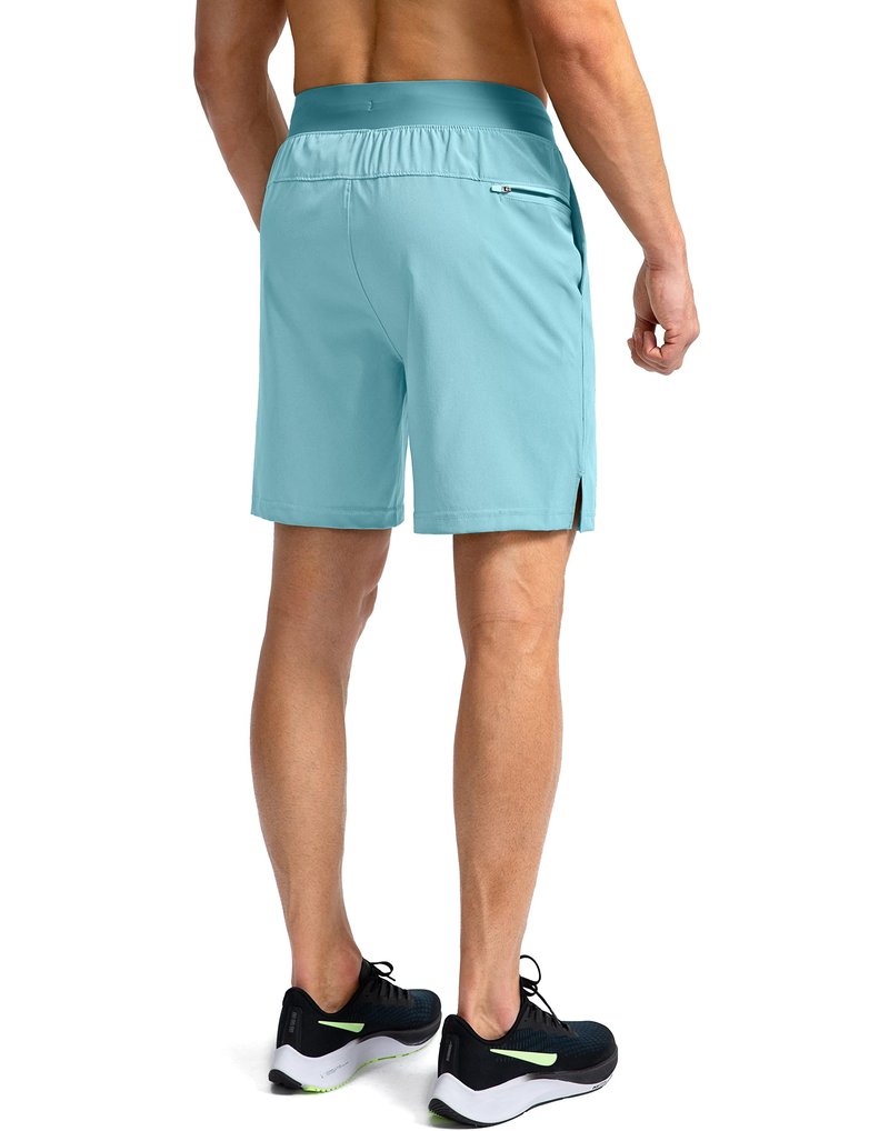 Soothfeel Men's Running Shorts with Zipper Pockets 7 Inch Lightweight Quick Dry Gym Athletic Workout Shorts for Men (Light Blue, XL)
