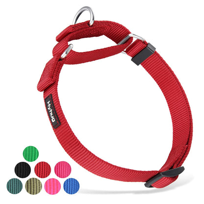 Hyhug Durable Nylon Anti - Escape Martingale Dog Collar for Puppy Boy and Girl Dogs - Walking Training Daily Use. (Small, Red)