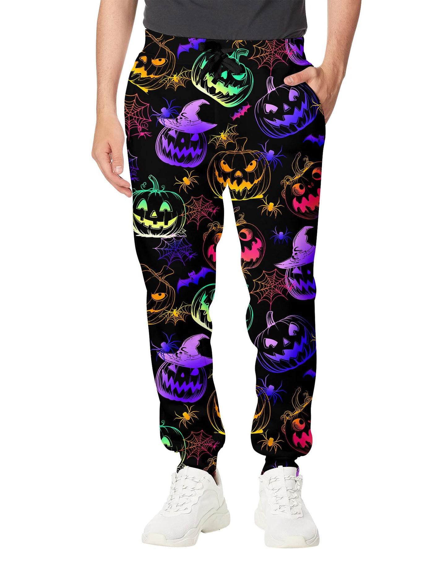 Neon Pants Mens Women Joggers Jogging Trousers Sport 3D Halloween Sweatpants with Drawstring Rave Pants M