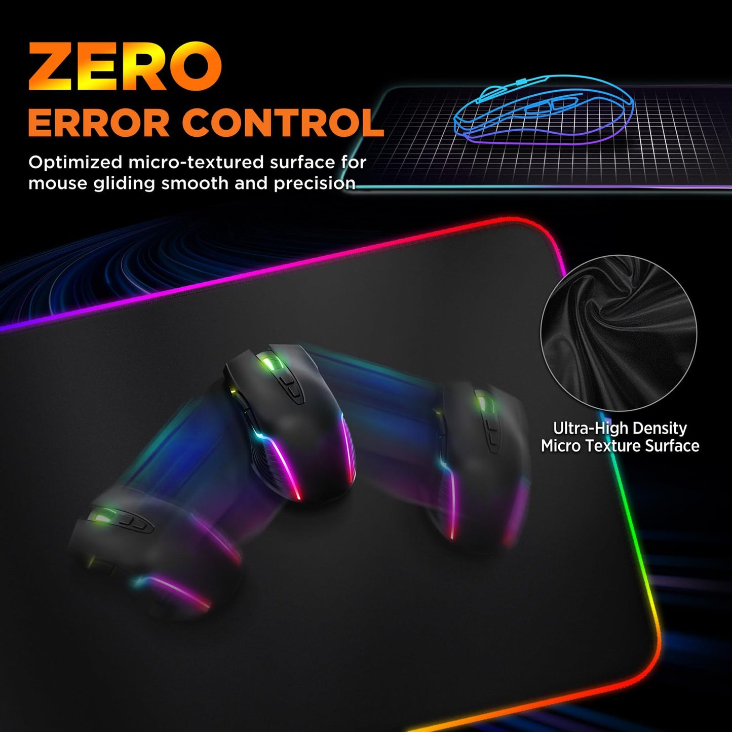 Gimars RGB Gaming Mouse Pad,15W Wireless Charging Mousepad with 10 Light Modes, Large Mousepad with Premium Smooth Surface, Non-Slip Mouse Mat for Gaming, Desk, PC,Office, 31.5x11.8x0.16inch