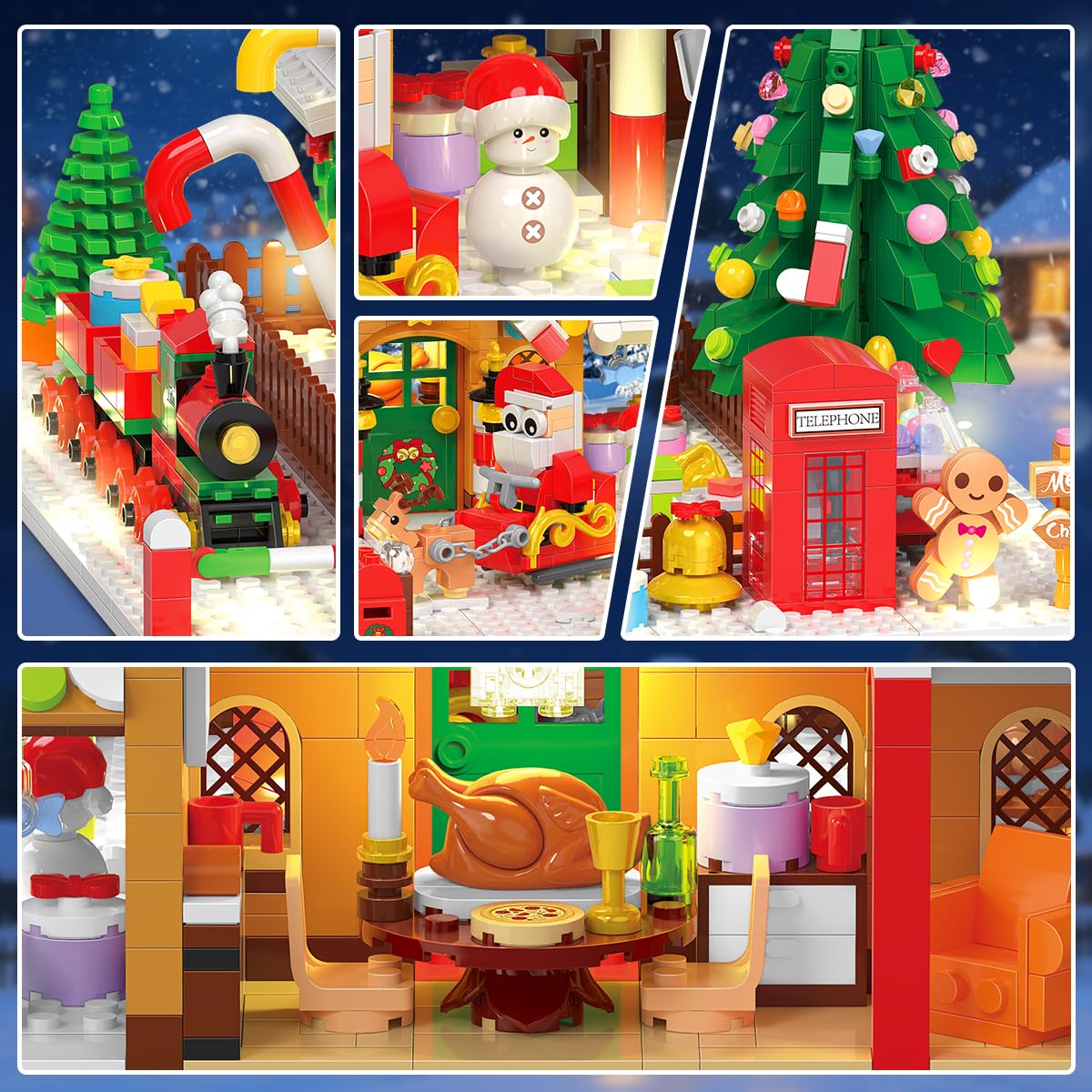 INSOON Advent Calendar 2025 Gingerbread House Mini Building Set with Lights, 24 Days Christmas Countdown Building Block Kit with Xmas Tree Train, Holiday Gift Toy for Adults Teens Girls Boys Ages 10+