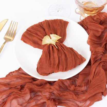 DeZerlor 20 Pack Terracotta Cheesecloth Napkins Burnt Orange Fall Cloth Napkins Set of 20 Rust Thanksgiving Table Napkins Bulk 21x21 Inches for Wedding Bridal Baby Shower Dinner Party Decor