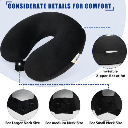 SAIREIDER Neck Pillows for Travel-Head Neck Support Travel Pillow for Traveling, Car, Home, Office Adjustable(Navy Blue)
