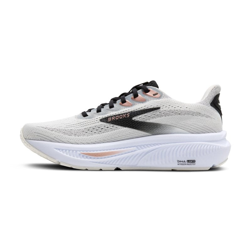 Brooks Women’s Ghost 17 Neutral Running Shoe - White/Black/Rose Gold - 6.5 Medium