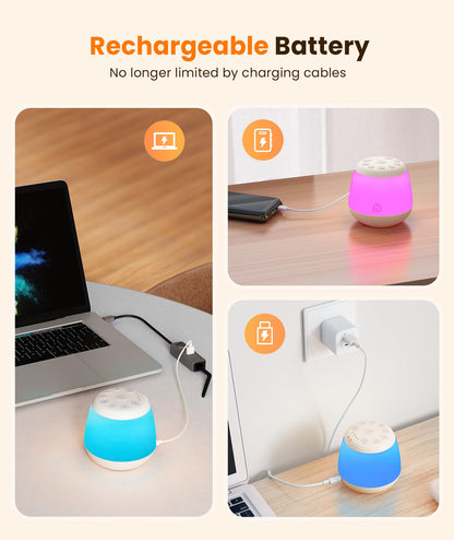 Dreamegg White Noise Machine, Portable Sound Machine with 8 Night Light for Baby Kids, White Noise Sound Machine with 24 Sounds, Pink&White Noise for Sleep Nursery Travel, Baby&Toddler Sleep Aid Gift