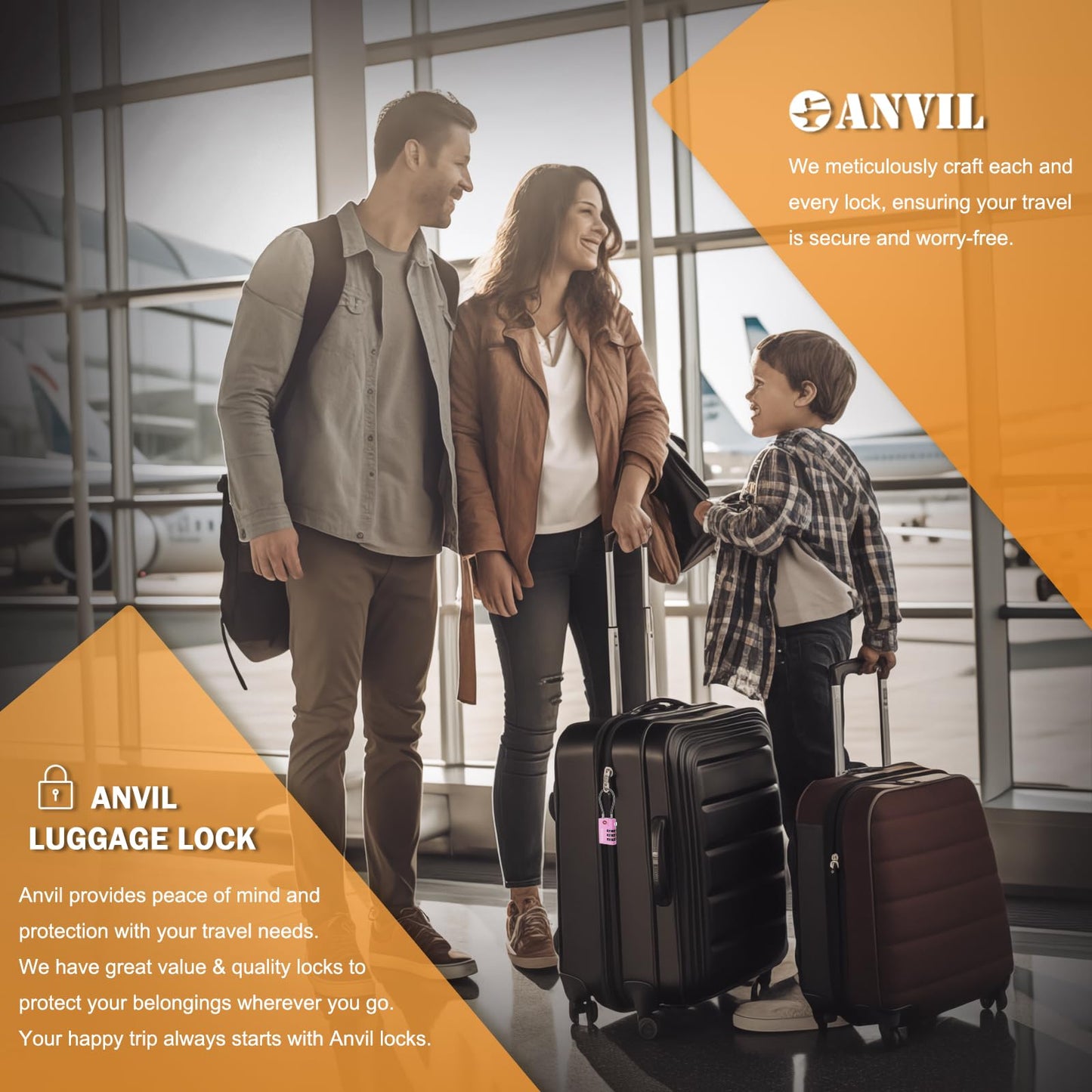 ANVIL TSA Approved Cable Luggage Locks 3 Digit Combination Padlock with Zinc Alloy Steel Cable Lock Ideal for Travel Suitcase, Backpack, Lockers,Case,Toolbox (2, Pink)