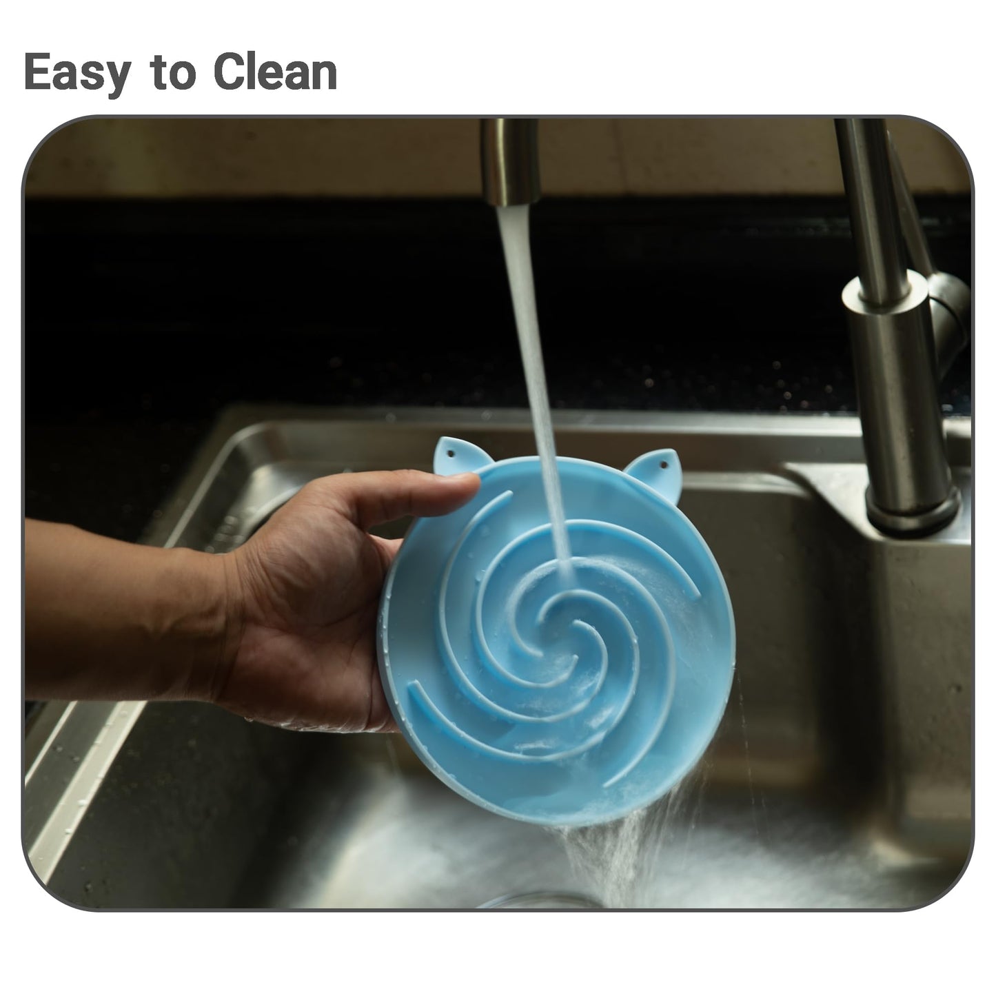 Bifeaw Slow Feeder Cat Bowl, Easy to Clean Silicone Bowl, Ideal for Dry and Wet Food (Green and Blue)