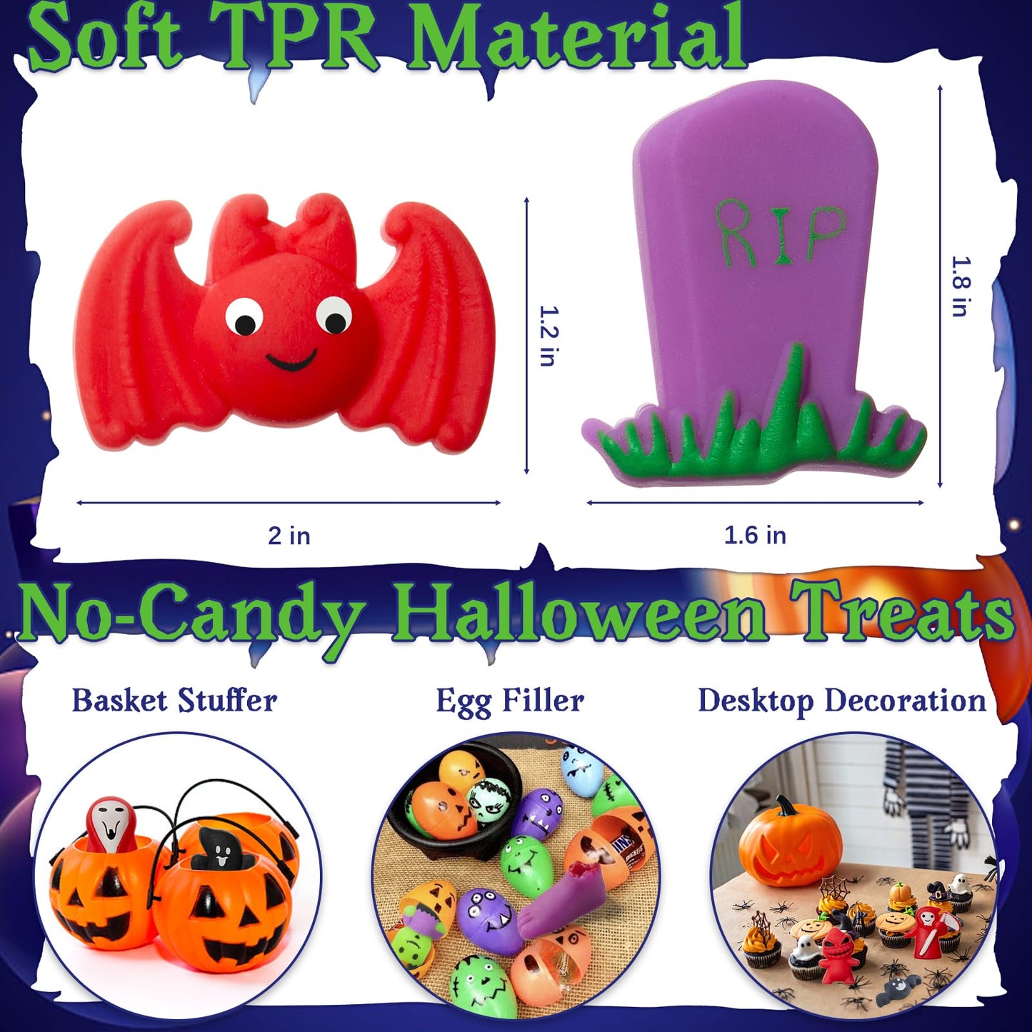 TOANWOD 24PCS Halloween Party Favors Squishy Toys : Goodie Bag Stuffers Fidgets Toys Bulk Cheap - Halloween Trinkets Trick or Treat - Classroom Prize Gifts School Supplies (24 Squishies+24 Stickers)