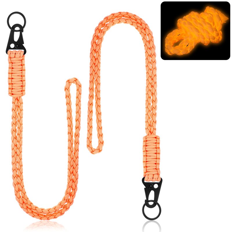 Frienda 2 Set Heavy Duty Paracord Lanyard Keychain Braided 550 Paracord Keychains Necklace with Metal Clip Outdoor Survival Neck Lanyard for Keys ID Card Camera, Camping Traveling(Attractive Orange)