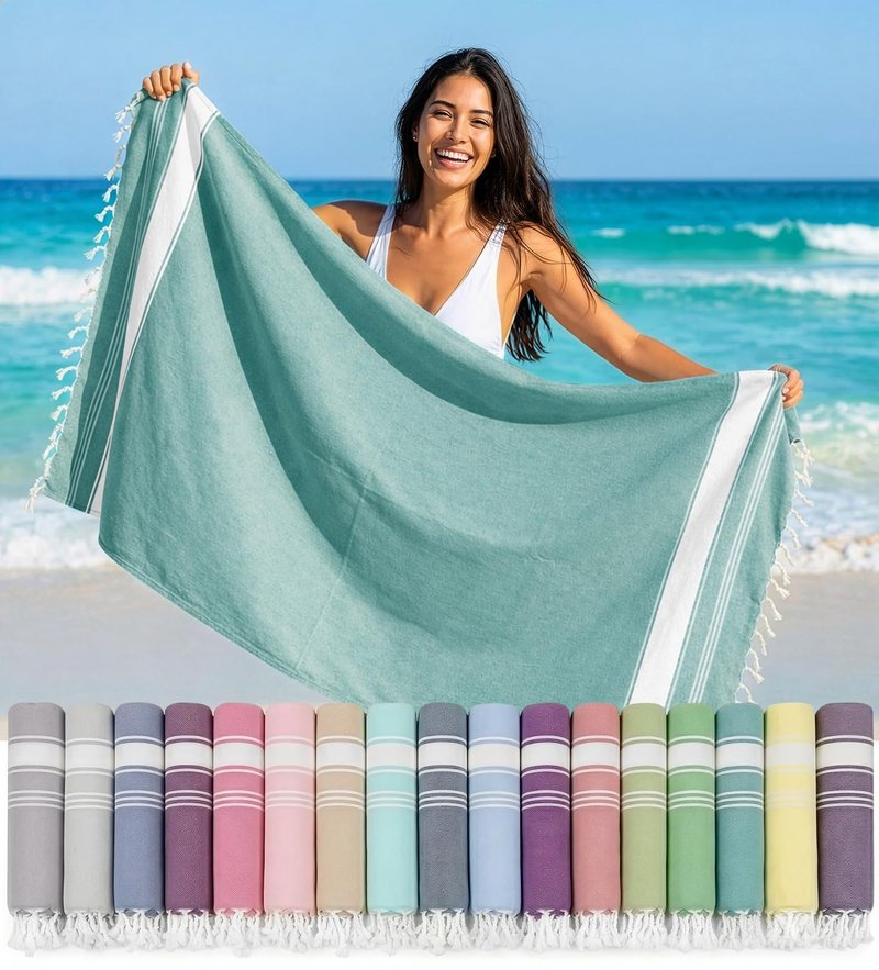 LANE LINEN Beach Towel - Beach Towels Oversized, Pre-Washed Large Beach Towels, Sandless Beach Towel, Quick Dry Travel Towel, Large Pool Towels, 39"x71" - Hunter Green