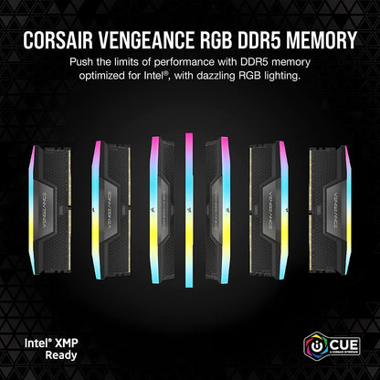 CORSAIR VENGEANCE RGB DDR5 RAM 32GB (2x16GB) 6000MHz CL36 Intel XMP iCUE Compatible Computer Memory - Black (CMH32GX5M2E6000C36)