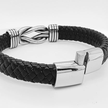Jewellbox Men's Infinity Knot Leather Bracelet, Mens Leather Bracelet with Magnetic Clasp