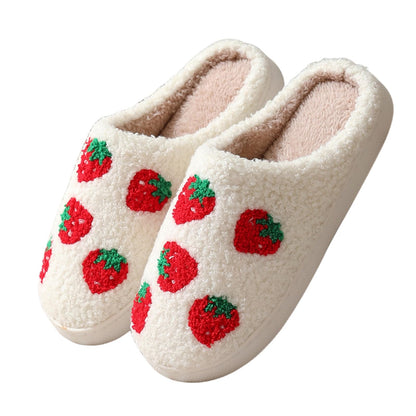 FAYUEKEY Women's Fuzzy Fruit Series Strawberry Slippers (Red Strawberry, Adult, Women, 9, Numeric Range, US Footwear Size System, 10, Medium)