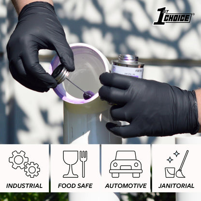 1st Choice XL Nitrile Gloves, Black Gloves Disposable Latex Free, Textured Black Gloves for Cooking - 5 mil, Box of 100