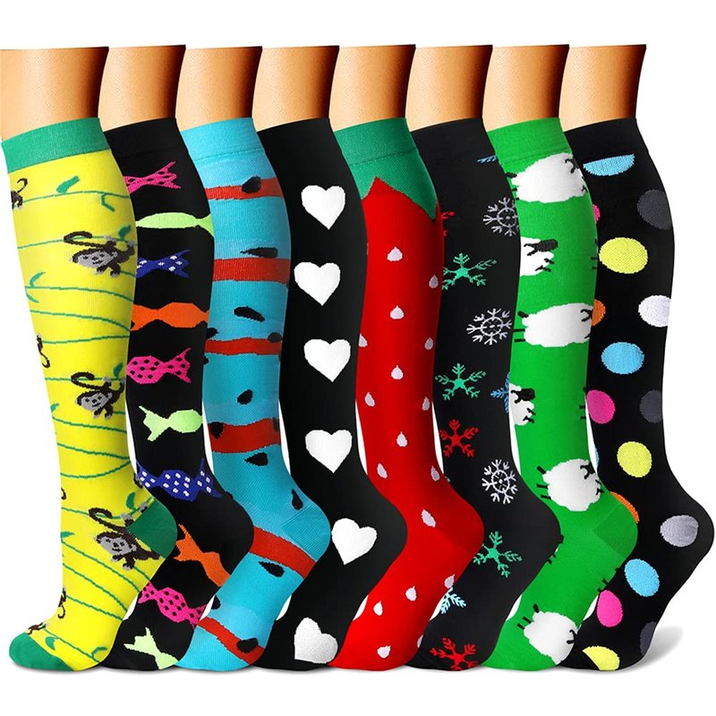 CHARMKING Compression Socks for Women & Men (8 Pairs) 15-20 mmHg Graduated Copper Support Calf Socks are Best for Pregnant, Nurses - Boost Performance, Circulation, Knee High Wide Calf(L/XL, Multi 22)