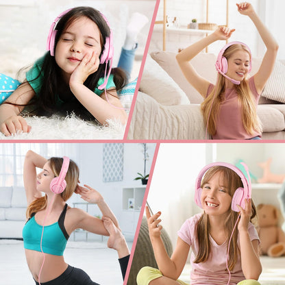 DIWUER Gaming Headset for Xbox One, PS4, PS5, Nintendo Switch, Bass Surround and Noise Cancelling 3.5mm Over Ear Headphones with Mic for Laptop PC Smartphones, Pink