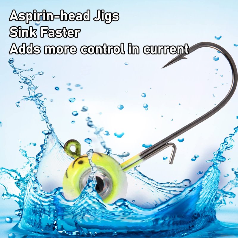 Dr.Fish 10 Pack 3D Eye Fishing Jig Heads Ball Swimbait Jig Saltwater Freshwater Bass Walleye Fishing Hooks Crappie Trout 3/16oz White
