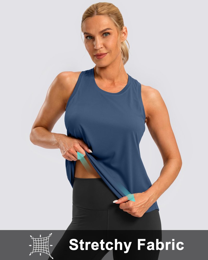 G Gradual Women's Workout Tank Tops Racerback Athletic Yoga Tops Loose Fit Sleeveless Running Gym Sports Shirts for Women(Navy,L)