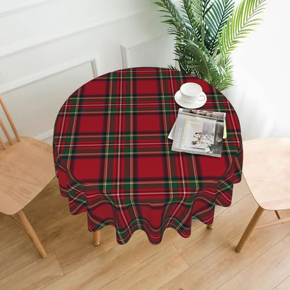 Checkered Christmas Tablecloth Round 60 Inch,Red Green Retro Plaid Table Cloth,Stain Resistance Polyester Winter Xmas Holiday Table Covers for Kitchen Dining,Small Tablecloth for Parties Picnic