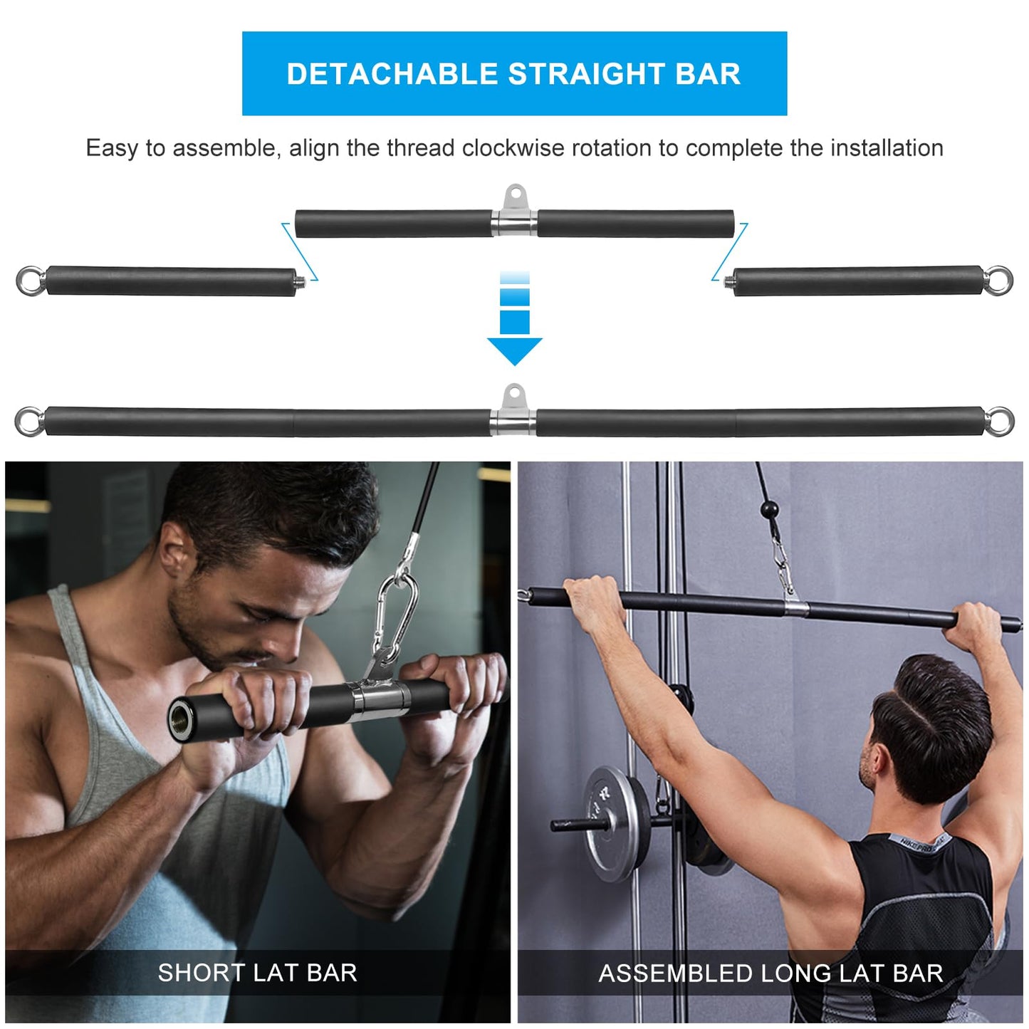 Resistance Band Bar, Portable 3-Section Pilates Bar for Resistance Bands Multi Home Gym Resistance Training Equipment for Full Body Shaping Pull Down Bar for Lat Pull Down, Row