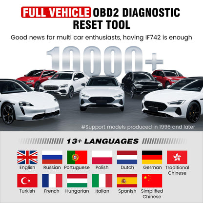 BOSSCOMM IF742 OBD2 Scanner, ABS/SRS/Transmission/Check Engine Code Reader Scan Tool with 6 Resets, ABS Bleeding/Oil/EPB/SAS/Throttle/BMS, Car Scanner Diagnostic Tool for All Cars, Upgraded of IF740