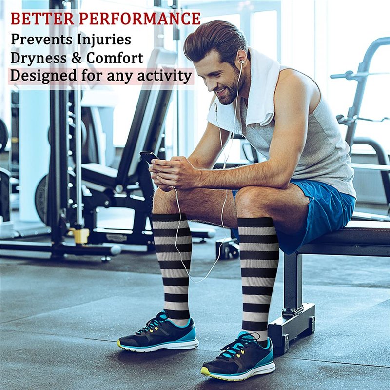 CHARMKING Compression Socks for Women & Men (8 Pairs) 15-20 mmHg Graduated Copper Support Calf Socks are Best for Pregnant, Nurses - Boost Performance, Circulation, Knee High Wide Calf(S/M, Multi 18)