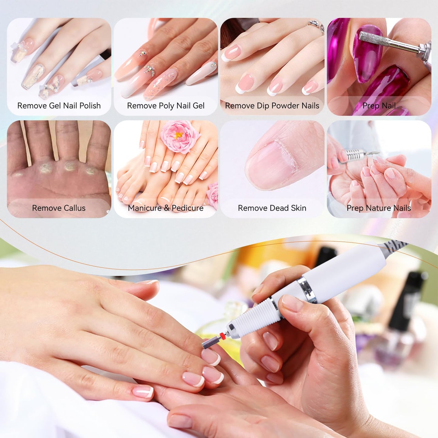 Makartt Nail Drill Handpiece for Up200 Machine:Professional Electric File Remove Gel Polish Poly Nail Gel Black B-05 Removing for Removing Acrylic Nail Polish Acrylic Nail Tools Black