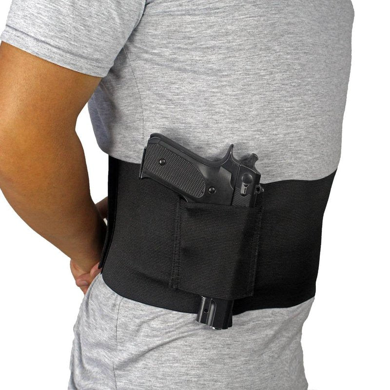 Depring Belly Band Holster for Concealed Carry Elastic Abdominal Slim Wrap Concealment Handgun Holster with 2 Magazine Pouches for Right and Left Hand Draw