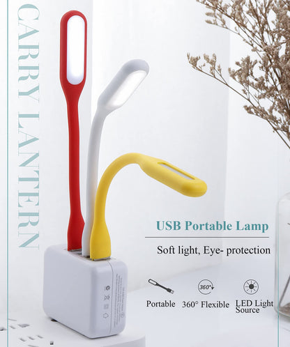 Mini Flexible Light, Portable USB Led Reading Night Lamp for PC Laptop Computer Notebook Power Bank - 2 Pack (Black)