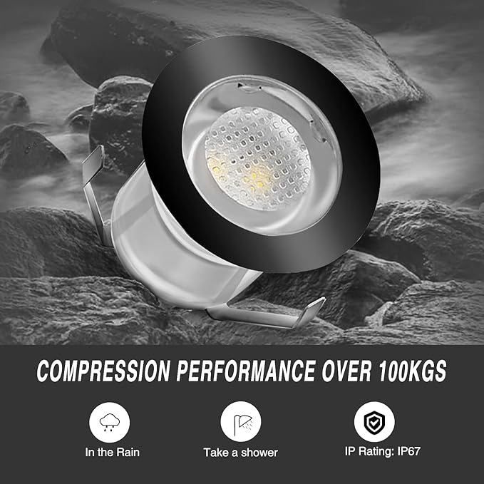 Low Voltage LED Deck Light Kit Stainless Steel Waterproof Recessed Wood Decking Stairs Garden Yard Patio Decor Lamp Outdoor Black Border LED Lighting (Cool White, 30pcs)