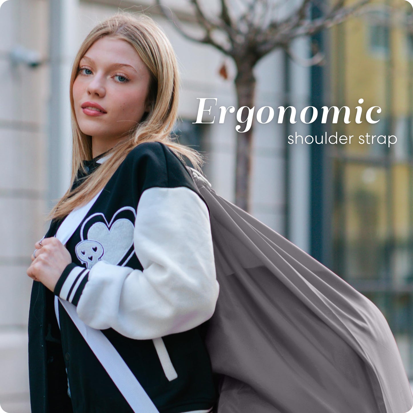 Handy Laundry Shoulder Strap Bag - Drawstring Locking Closure, Durable Nylon Material, Large Capacity, Heavy Duty Stitching, Perfect for Laundromat or College Dorm (Grey | 30" x 40")