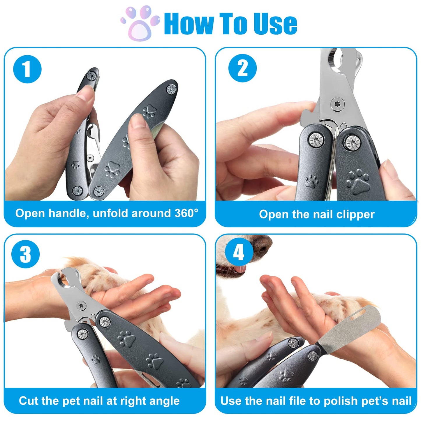 Best Dog Nail Trimmer for Anxiety Sensitive Dog, Quiet Sharpest Smoothest Dog Nail Clippers for X Large Medium Small Size Breed, Heavy Duty Metal Dog Nail Grinder for All Dogs with Thick Toenail