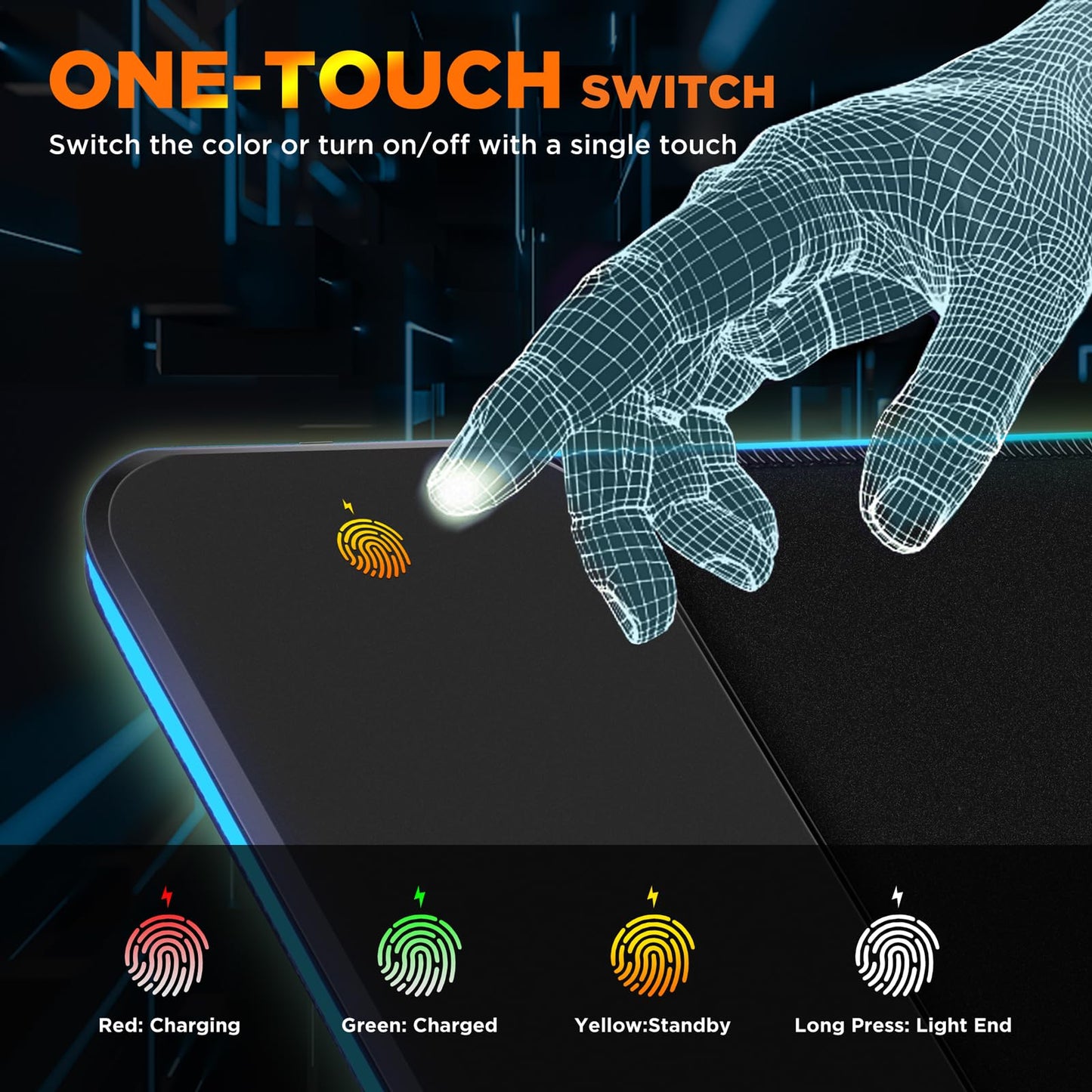 Gimars RGB Gaming Mouse Pad,15W Wireless Charging Mousepad with 10 Light Modes, Large Mousepad with Premium Smooth Surface, Non-Slip Mouse Mat for Gaming, Desk, PC,Office, 31.5x11.8x0.16inch