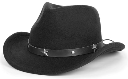 Eohak Kid Western Cowboy Hat Felt Cowgirl Fedora Hat with Buckle Belt for Boys Girls 4-8 Years Black