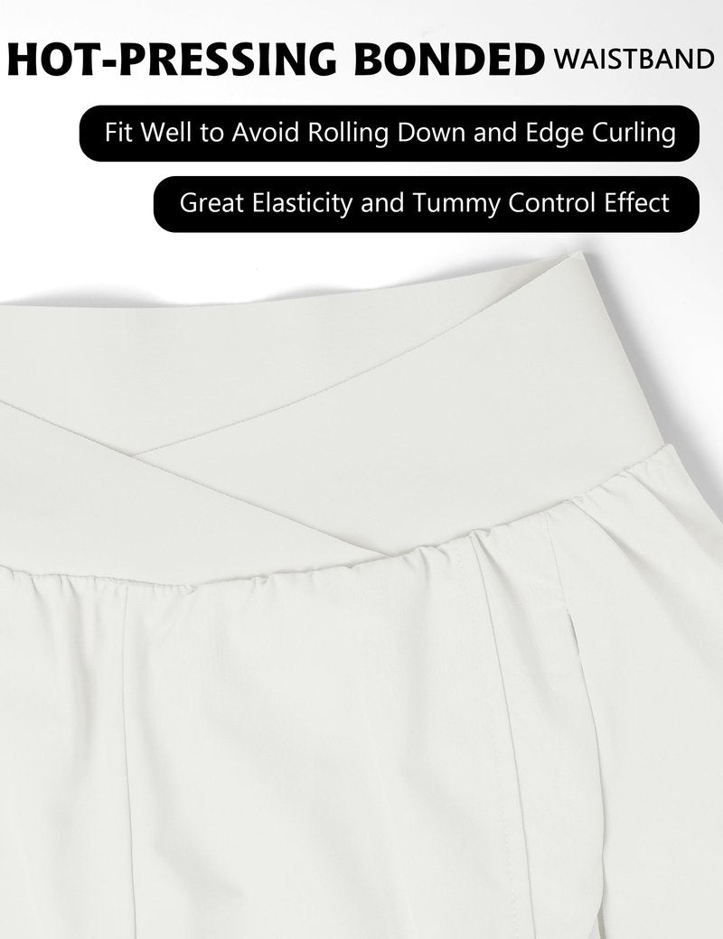 Blooming Jelly Women's Workout Shorts Athletic Running Elastic High Waisted Black Gym Yoga Shorts with Zipper Pockets (White,Medium)