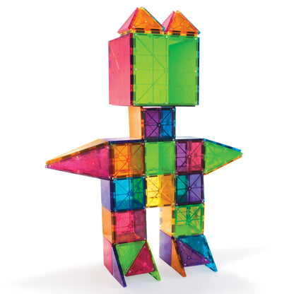 MAGNA-TILES Classic 100-Piece Magnetic Construction Set, The ORIGINAL Magnetic Building Brand, Rainbow