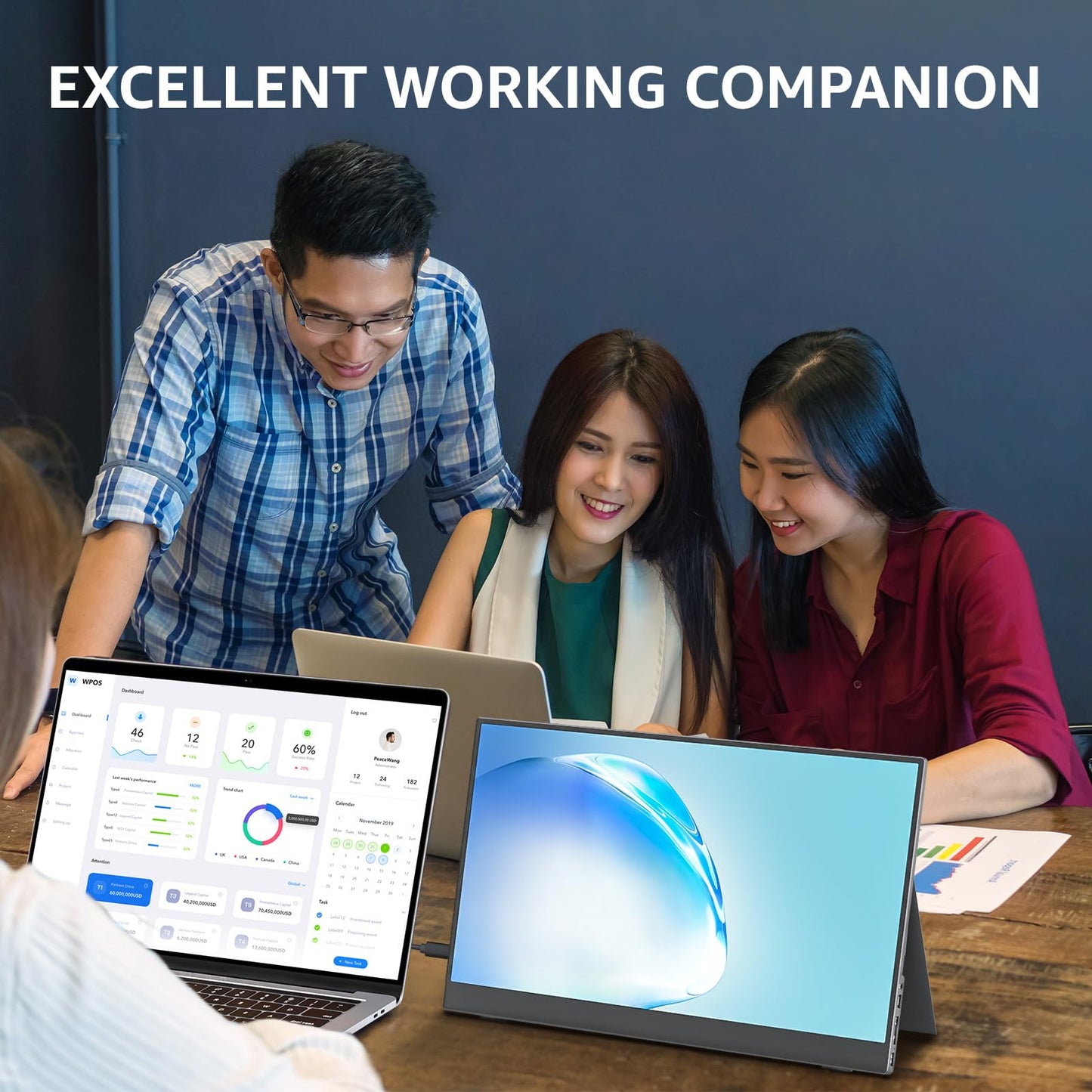 cocopar Portable Monitor 15.6 Inch 1080P Travel Monitor with Speaker HDMI USB-C External Display for Laptop MacBook Surface PC Xbox PS4/5, VESA Mountable, with Cover Stand