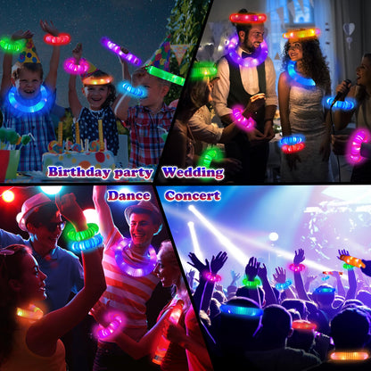 24 PCS Light Up Party Favors Supplies for Kids 4-8-12,Bulk Glow Sticks Bracelet Necklace Accessories Decorations for Toddlers,Valentines Mardi Gras Birthday Goodie Bag Stuffers Gifts for Boys Girls