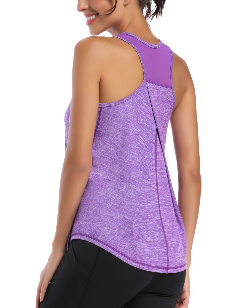 Aeuui Womens Workout Tops for Women Racerback Tank Tops Mesh Yoga Shirts Athletic Running Tank Tops Sleeveless Gym Clothes Purple