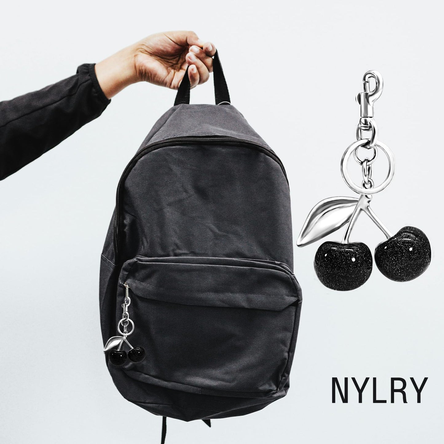 nylry Cherry Keychain Bag Charm Purse Charms for Handbags Cute Keychain Accessories Gifts for Women Aesthetic Y2K Kawaii Keychain Accessories-Black