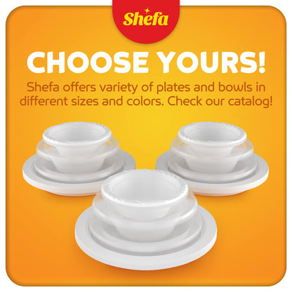 Shefa 100 White Plates, Reusable & Washable, Heavy Duty Dinnerware, Microwave-Safe Crockery - Ideal for Birthday, Parties, Camping, Catering (9 inch Plates, White)