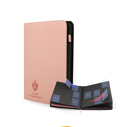 Card Guardian - 9 Pocket Premium Binder with Zipper for 360 cards - side loading pockets for Trading Card Games TCG (Pink)