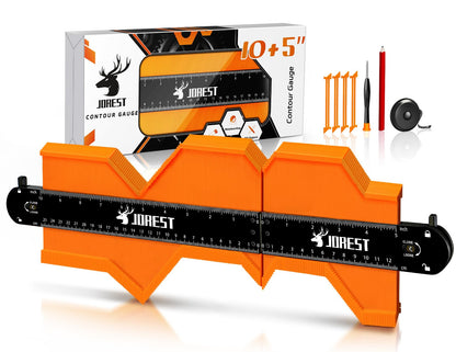 JOREST Connectable Contour Gauge (10+5 Inch), Gifts Ideas for Men Dad Handyman Husband Him, Shape Profile Duplicator with Lock, Outline Angle Measuring Tool, Template tool, Tile Flooring, Scribe Edge