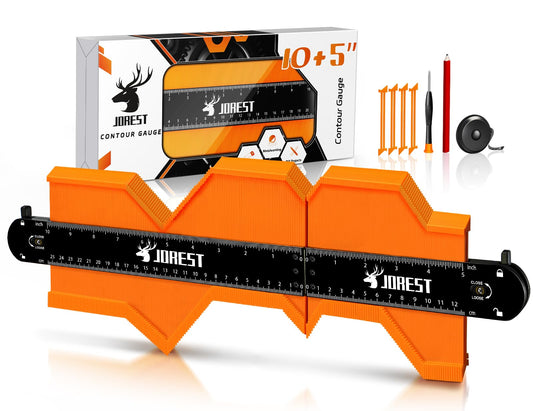 JOREST Connectable Contour Gauge (10+5 Inch), Gifts Ideas for Men Dad Handyman Husband Him, Shape Profile Duplicator with Lock, Outline Angle Measuring Tool, Template tool, Tile Flooring, Scribe Edge