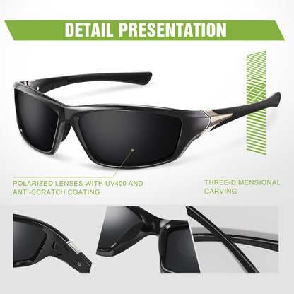 Foliful 3 Pack Polarized Sports Sunglasses for Men, Mens Sunglasses Wrap Around UV400 Protection for Cycling Fishing Driving