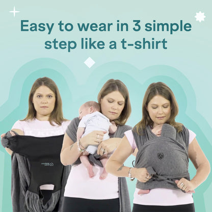 Koala Babycare Baby Sling Easy to Wear - Certified Ergonomic Support - Multi-Purpose Stretchy Baby Carrier Suitable up to 9 kg - Baby Wrap Carrier for Newborn - Anthracite - Registered Design