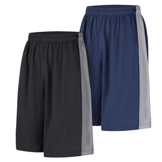 LukBerd 2 Pack Men's Long Athletic Shorts Basketball Workout Gym Shorts Below Knee Loose-Fit with Pockets XL